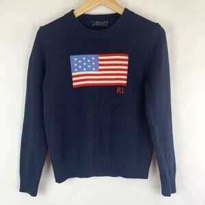 Polo by Ralph Lauren Navy Sweater with American Flag